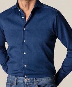 Eton Blue Satin Indigo CONTEMPORARY FIT Shirt Off The Water