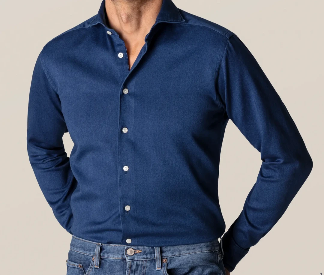 Eton Blue Satin Indigo CONTEMPORARY FIT Shirt Off The Water 1 Eton Blue Satin Indigo CONTEMPORARY FIT Shirt Off The Water