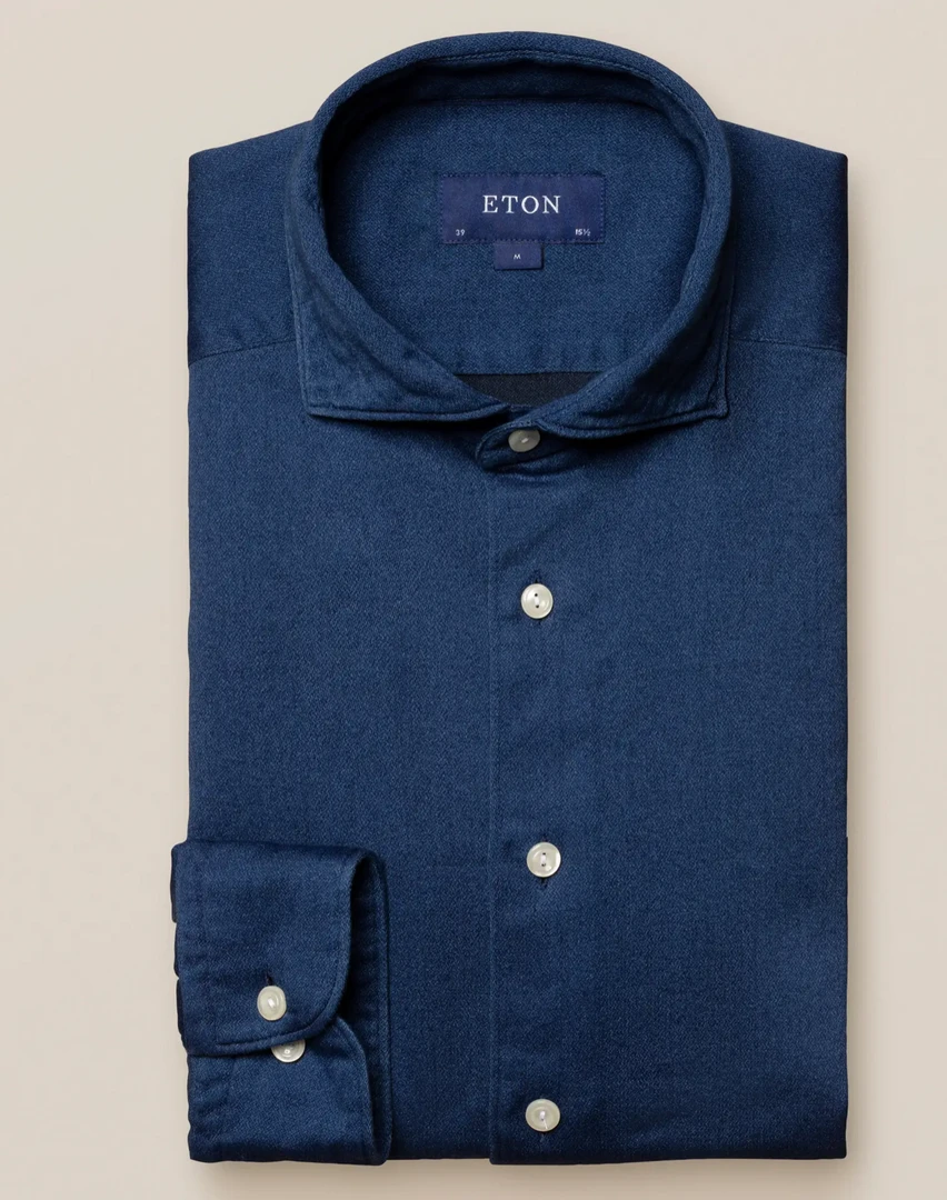 Eton Blue Satin Indigo CONTEMPORARY FIT Shirt Off The Water 2 Eton Blue Satin Indigo CONTEMPORARY FIT Shirt Off The Water