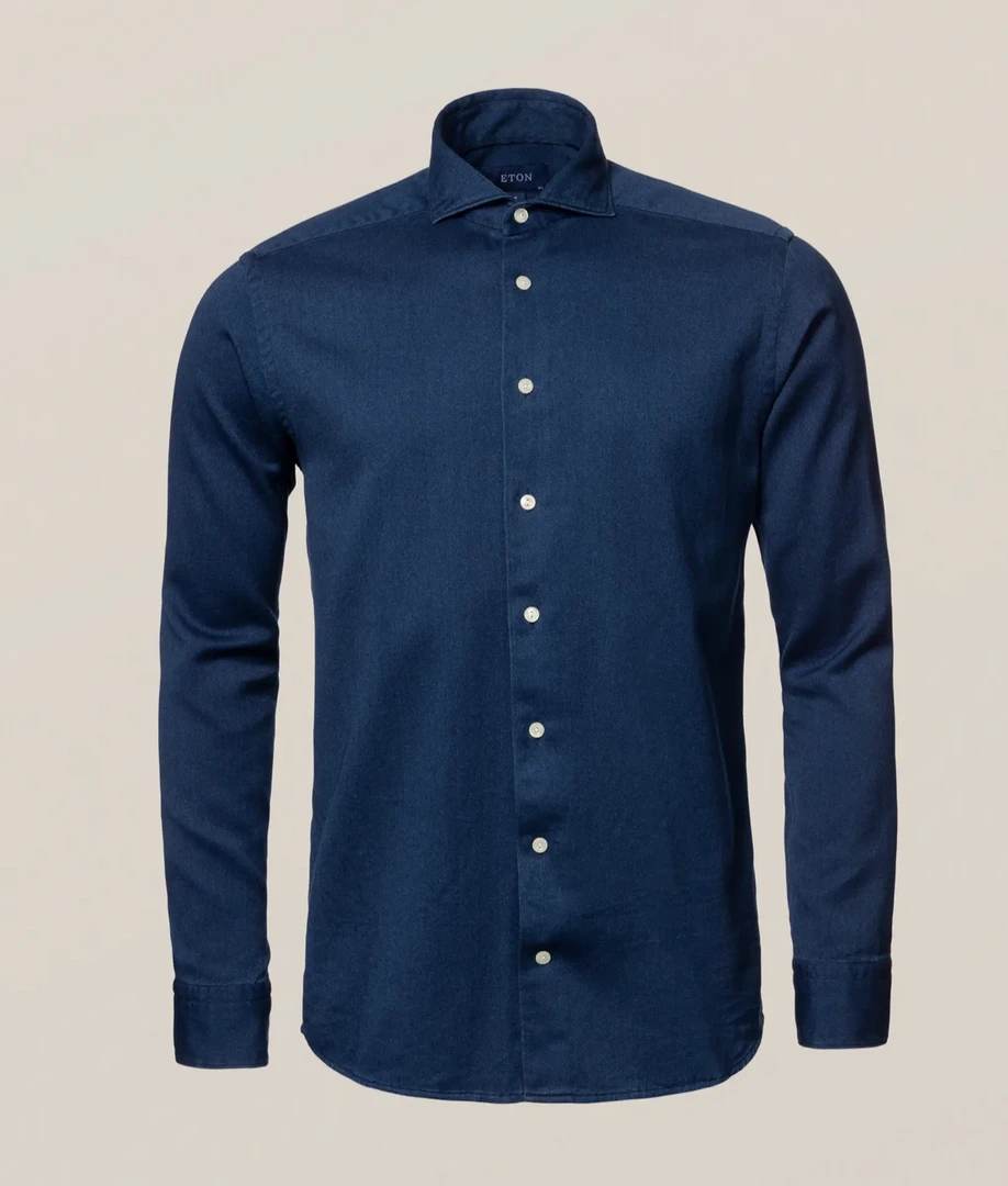 Eton Blue Satin Indigo CONTEMPORARY FIT Shirt Off The Water 4 Eton Blue Satin Indigo CONTEMPORARY FIT Shirt Off The Water