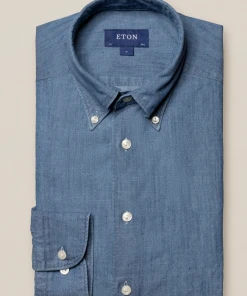 Eton Off The Water Garment Washed Light Blue Denim Shirt