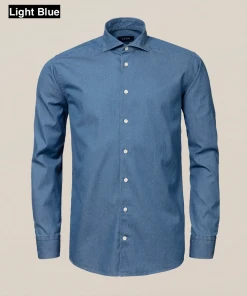 Eton Blue Denim Shirt Full Cut Away Collar