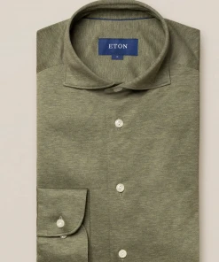 Eton Knitted Long Sleeve Jersey Shirt Slim Fit