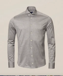 Eton Knitted Long Sleeve Jersey Shirt Slim Fit