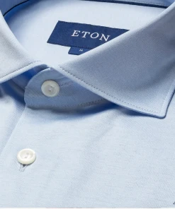 Eton Knitted Long Sleeve Jersey Shirt Slim Fit