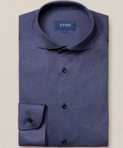 Eton Blue Long Sleeve Jersey Shirt