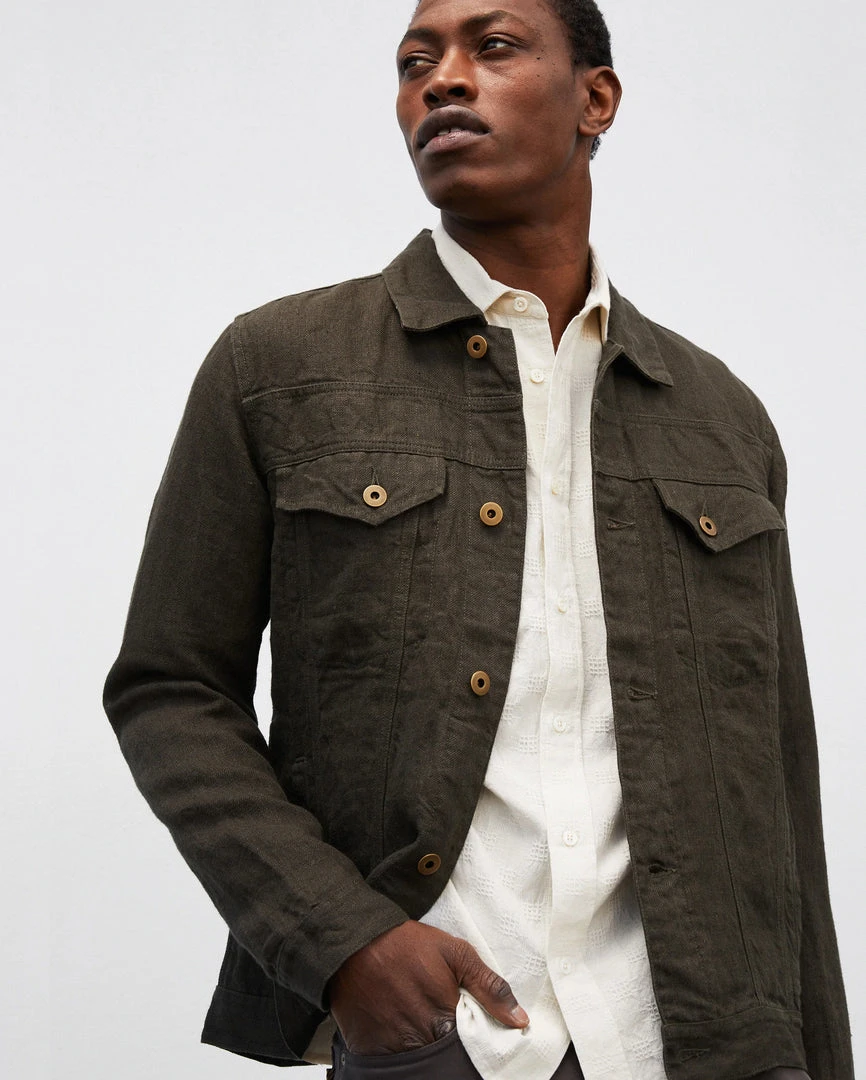 Billy Reid Tupelo Trucker Jacket Linen Off The Water 2 Billy Reid Tupelo Trucker Jacket Linen Off The Water